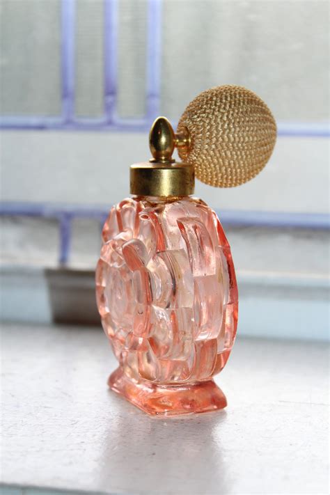 Vintage Pink Rose Perfume Bottle Atomizer Holmspray