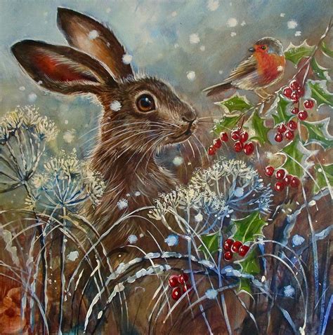 Holly Berry Hare A Little Festive One For Christmas Time Bunny Art