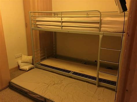 Sarah, who also has daughter cleo, 12, picked up two kura beds from the swedish retailer, for £129 each, and set about creating the bunks. triple bunk bed / Ikea bunk beds with trundle pull out bed | in Broadstone, Dorset | Gumtree