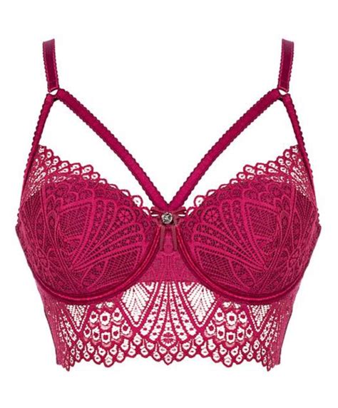 Boux Avenue Odette Deco Lace Longline Bra Sexy Red Lingerie For All