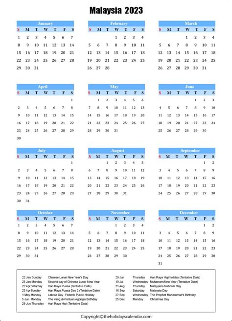 Malaysia Holidays 2023 Malaysia Calendar 2023 Printable