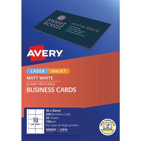 Avery business cards pack of 100pcs matt double sided 85x54mm inkjet laser. Avery Business Cards White 20 Sheets 10 Per Page | Officeworks