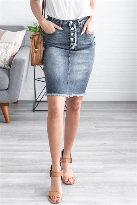 We Are In Love With Our Button Down Denim Skirts You Can Dress It Up