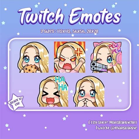 Twitch Emotes Cute Chibi Emotes Pour Streamers Kawaii Etsy