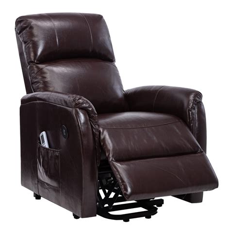 Power Lift Chair Recliner With Massage Heat And Usb In Chocolate Brown