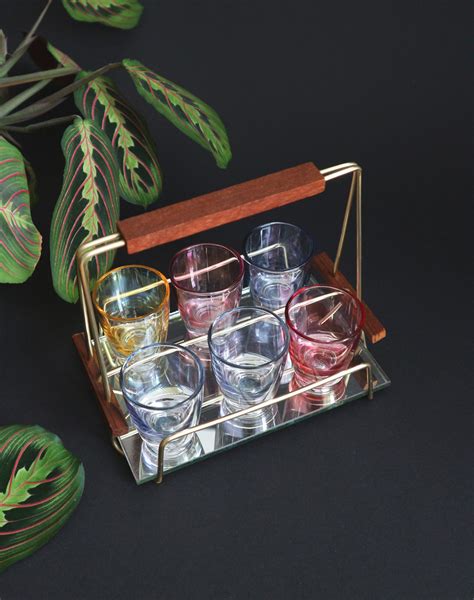 Mid Century Modern Shot Glass Caddy Vintage Barware Retroterapia