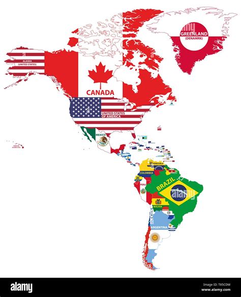 Vector High Detailed Political Map Of America Continent Mixed With