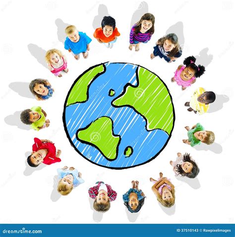 Big Group Of Diverse Kids Around The Globe Stock Image Image Of Earth