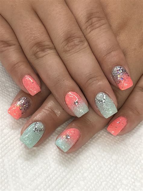Summer Coral Gel Nails Light Elegance Tailgator & Grade A buttercream