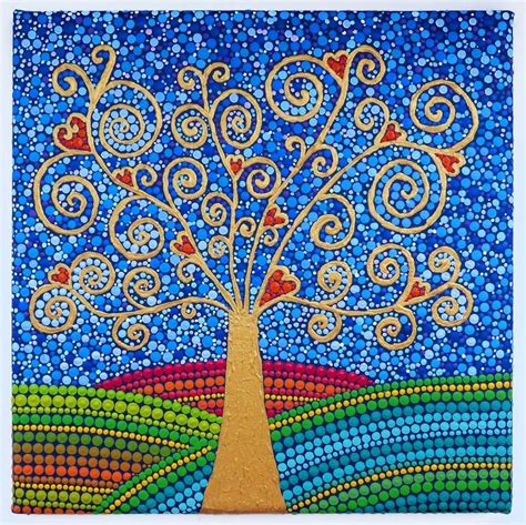 Tree Of Life Painted By Melinda Tamas Dot Painting Acrylic On Canvas