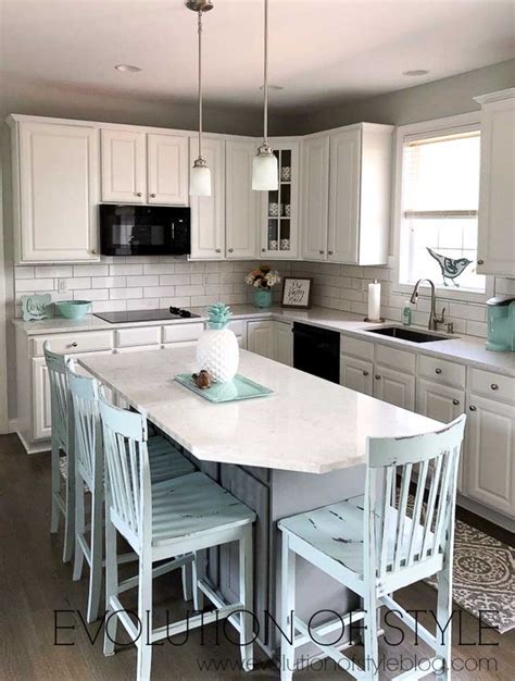 Painted Kitchen Cabinets In Sherwin Williams Pure White And Cityscape