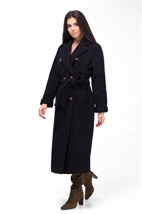 Black Cashmere Coat Black Oversized Lined Double Breasted Etsy