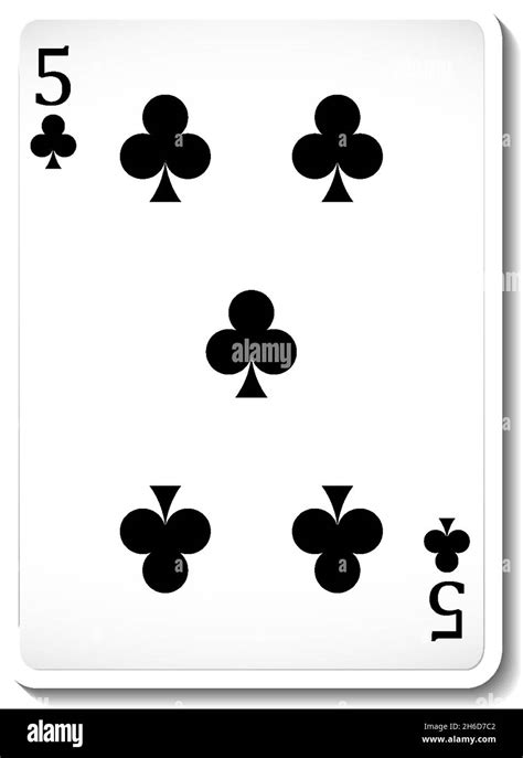 Five Of Clubs Playing Card Isolated Illustration Stock Vector Image
