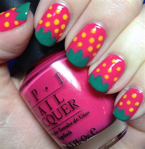 Strawberries Fraises Vernis à Ongles Fruit Nail Designs Diy Nails Simple Nail Art Designs