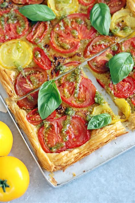 Puff Pastry Tomato Tart With Pesto Curlys Cooking