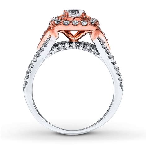 Minimalist rose gold diamond engagement ring. Designer Round Diamond Engagement Ring in White and Rose ...