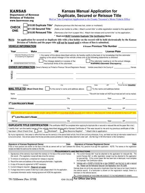Kansas Duplicate Title Online Fill Out And Sign Online Dochub