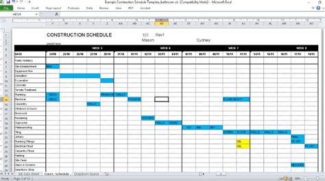 Construction Schedule Renovation Planner Schedule Template