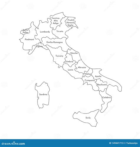 Vector Isolated Illustration Of Simplified Administrative Map Of Italy