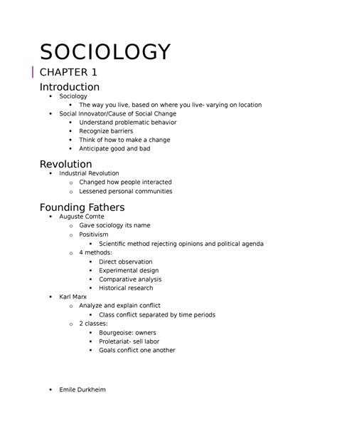 Sociology Notes Sociology Chapter 1 Introduction Sociology The Way