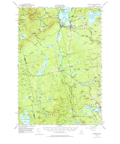 Greenville Maine 1951 1979 Usgs Old Topo Map Reprint 15x15 Me Quad