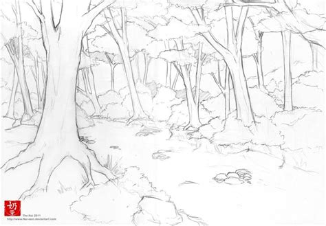 Forest Line Art By The Nai Forest Drawing Forest Sketch Nature Drawing