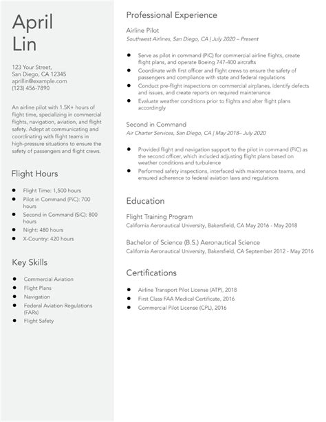 Pilot Resume Examples And Templates For 2024