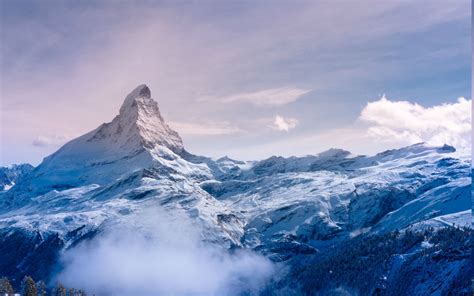 Matterhorn Mountain Alps Nature Landscape Switzerland Snow