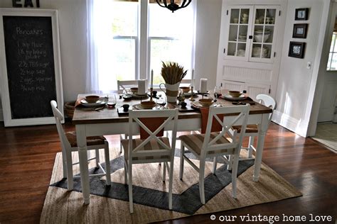 What size round rug under my table hometalk. vintage home love: Autumn Table Decor and a Vintage ...