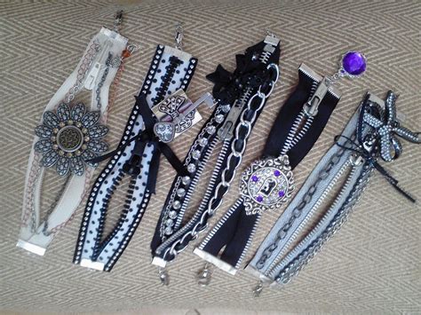 Jeweled Zipper Bracelets Decorated With Jewelry Pieceschains Charms