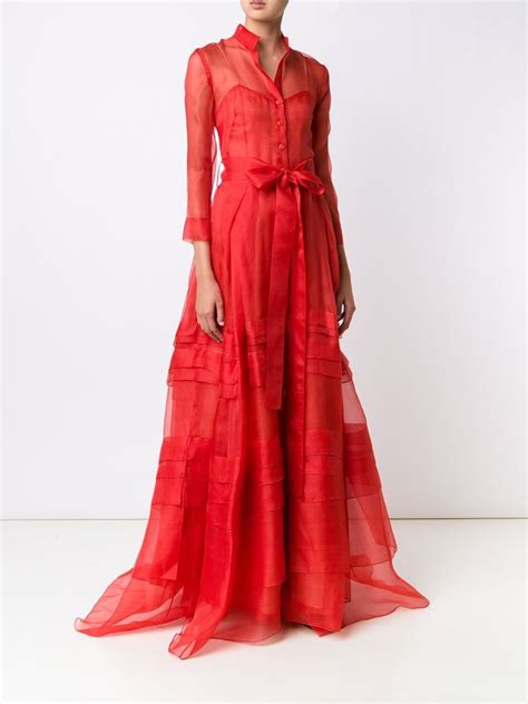 Carolina Herrera Belted Organza Gown Designer Evening Gowns Evening