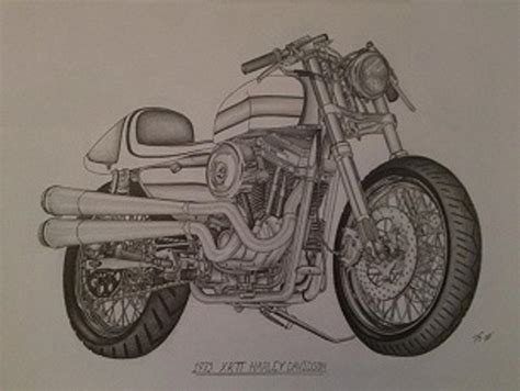 1973 Harley Davidson Xrtt Drawing By Peter Griffen Fine Art America