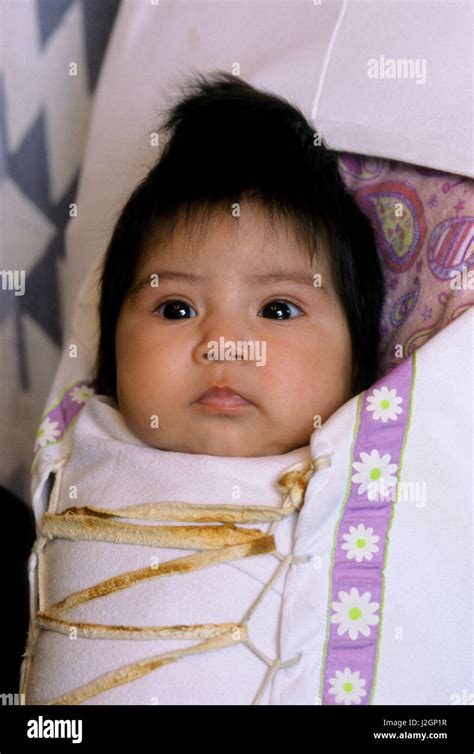 Close Up Of A Sweet Native American Baby Laced Inside Of A Traditional