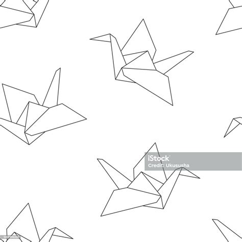 Paper Cranes Origami Figures Seamless Vector Pattern Stock Illustration