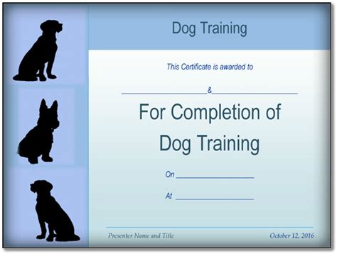 Basic Dog Training Certificate Template Ppt Pdf Formats Throughout