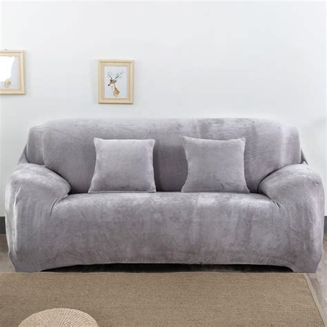 Thick Sofa Covers 1234 Seater Pure Color Sofa Protector Velvet Easy Fit Elastic Fabric