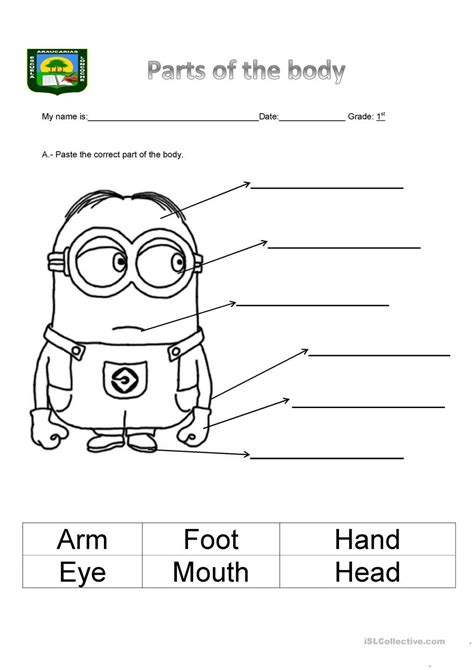 To complete the worksheet, students should look at the body parts picture. Pin on MY BODY