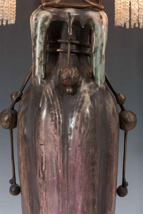 Austrian Art Nouveau Amphora Edda Vase Lamp With Bronze Mounts Art