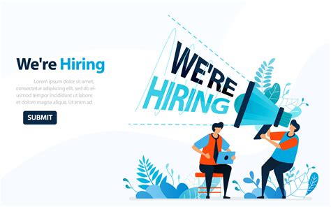 People Looking For Employees With Words Were Hiring Concept Vector