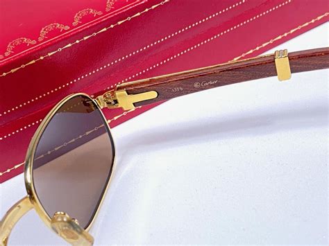 Vintage Cartier Wood Breteuil 52mm Gold And Precious Wood Brown Lens Sunglasses At 1stdibs
