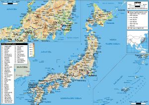 The physical map includes a list of major landforms and bodies of water of japan. Maps of Japan - Worldometer