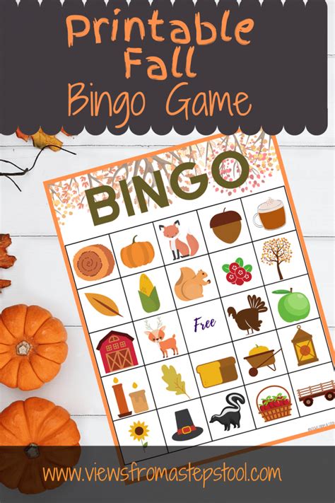 Printable Fall Bingo Game For Kids Views From A Step Stool