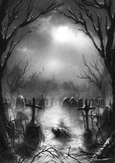 cemetery artwork graveyard tattoo beautiful dark art dark fantasy art