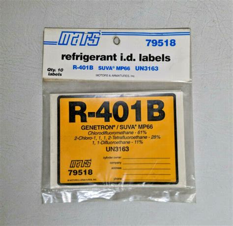 ~discount Hvac~ Ms 79518 Mars Refrigerant Id Label R 401b Ebay