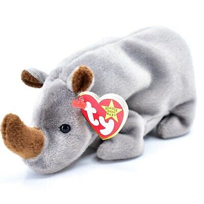 Ty Beanie Baby Spike The Rhinoceros Rhino Beanbag Plush Toy Doll