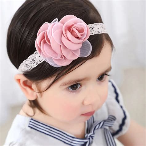 Beautiful Rose Flower Lace Hair Band Baby Girls Headwear Head Wraps