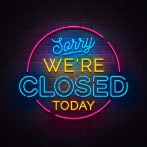 Free Vector Neon Sorry Were Closed Sign