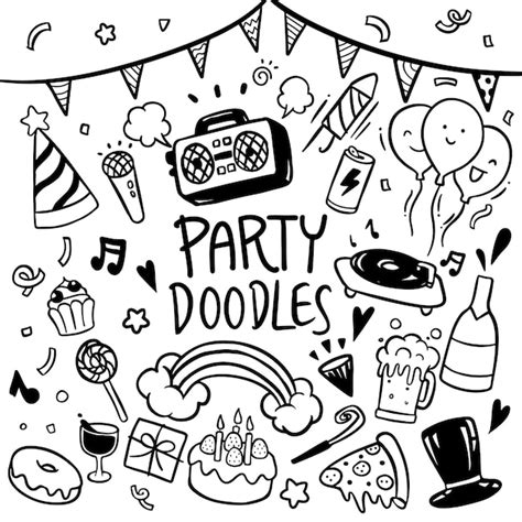 Premium Vector Party Doodles Hand Drawn Vector