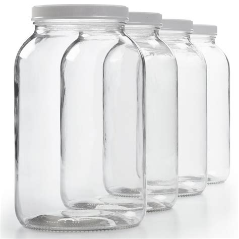 4 Pack 1 Gallon Glass Jar Wplastic Airtight Lid Muslin Cloth
