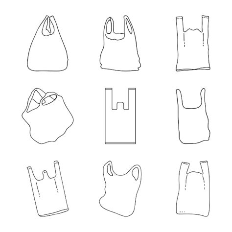 Premium Vector Set Vector Of Sketch Plastic Bags Thin Line Isolated